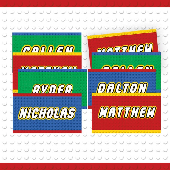 building block party custom name tags 3 colors printable etsy