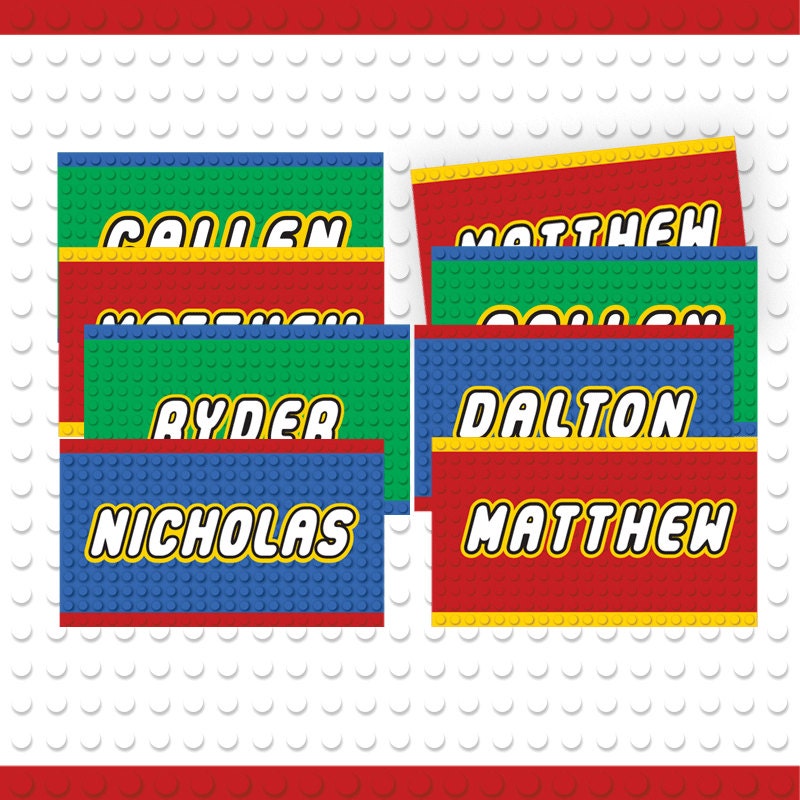 Building Block Party Custom Name s 3 Colors Printable Etsy