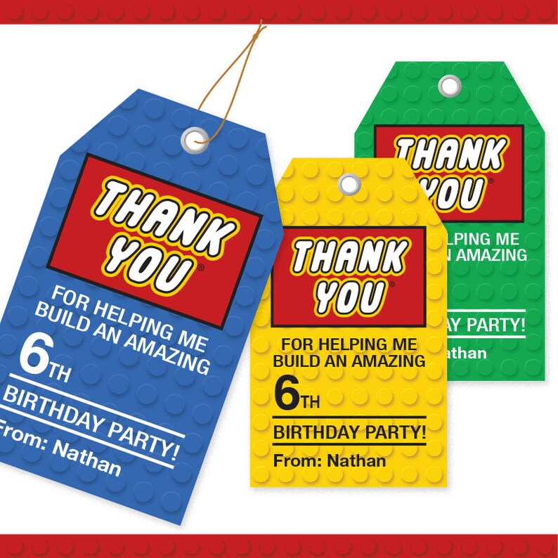 Building Block Thank You Tags 3 Colors / Printable / Gift Etsy