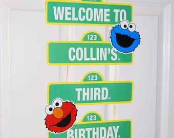 Custom Printable Birthday Sign / Welcome Sign / Party Decoration / Elmo and Cookie Monster