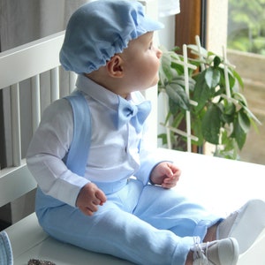 Christening set for boy, LINEN , Baptism set, BLUE Linen Outfits, Christening suit for boy, Baptism linen outfit, Christening outfit for boy