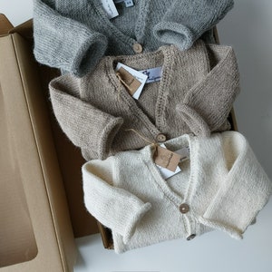 Baby Boy 100 % Alpaca Sweater, Wool Alpaca sweater, Light Beige wool sweater, BOHO sweater, Scandinavian sweater, Infant warm wool sweater, image 1