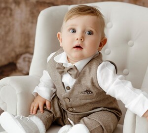 Costume Bébé 18 Mois 3 Pièces - Smoking Formel Pour Garçon, Gilet, Pantalon Et Nœud Papillon