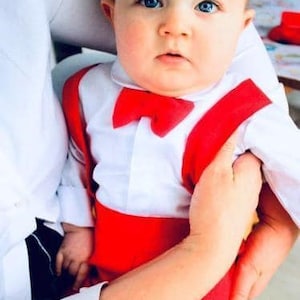 Christening suit outfit for boy LINEN Baptism, RED Linen Outfits, Outfit Baby boy, Christening Linen, Summer Baptism Outfit, Clothes for Boy