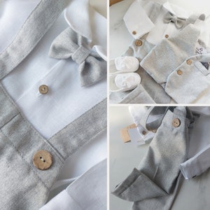 Christening set for a boy Baby Boy Wool Pants Wool Vest Baby Boy Baptism clothes Boy Linen shirt Baptism Outfit for boy Autumn Baptism