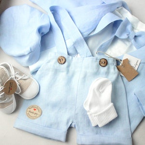 Taufe Outfit für Jungen, Leinen Taufe, BABY BLAU  Leinen Outfits, Taufanzug, Taufe Leinen Taufe Outfit für Jungen Beige Outfit