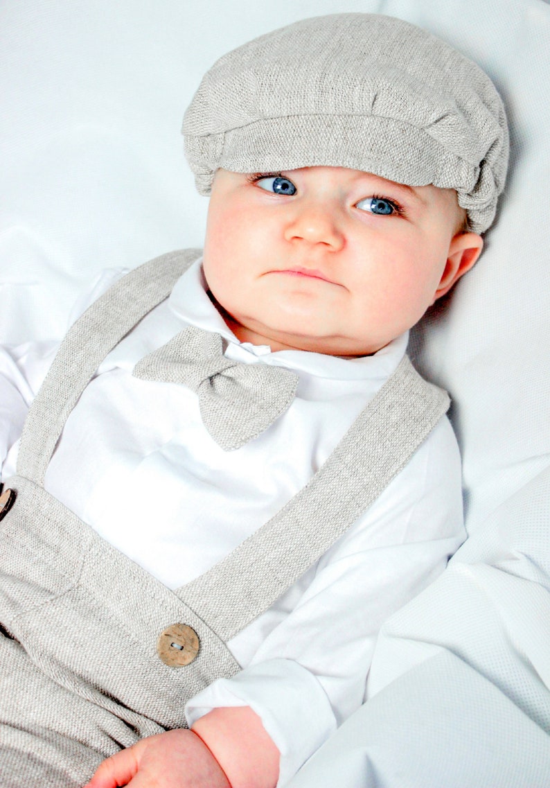 Christening Outfit for Boy LINEN Baptism NATURAL BEIGE Etsy