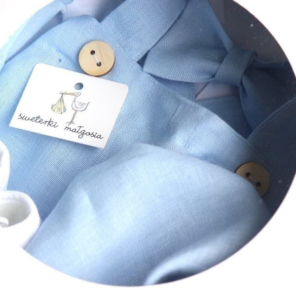 Christening set for boy, LINEN , Baptism set, BLUE Linen Outfits, Outfit Baby boy, Christening Linen, Summer Baptism Outfit