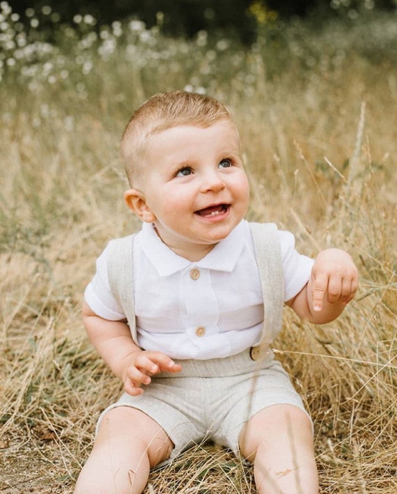 Set de bautizo para niño, LINO, Bautizo, Trajes de lino BEIGE, Traje de niño,  Traje de bautizo de verano, Ropa para niño -  España