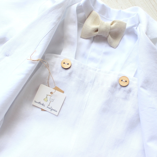 Christening set for boy, LINEN  Baptism Suit , WHITE  Linen Outfits, Christening Linen, Summer Baptism Outfit, Clothes for Boy