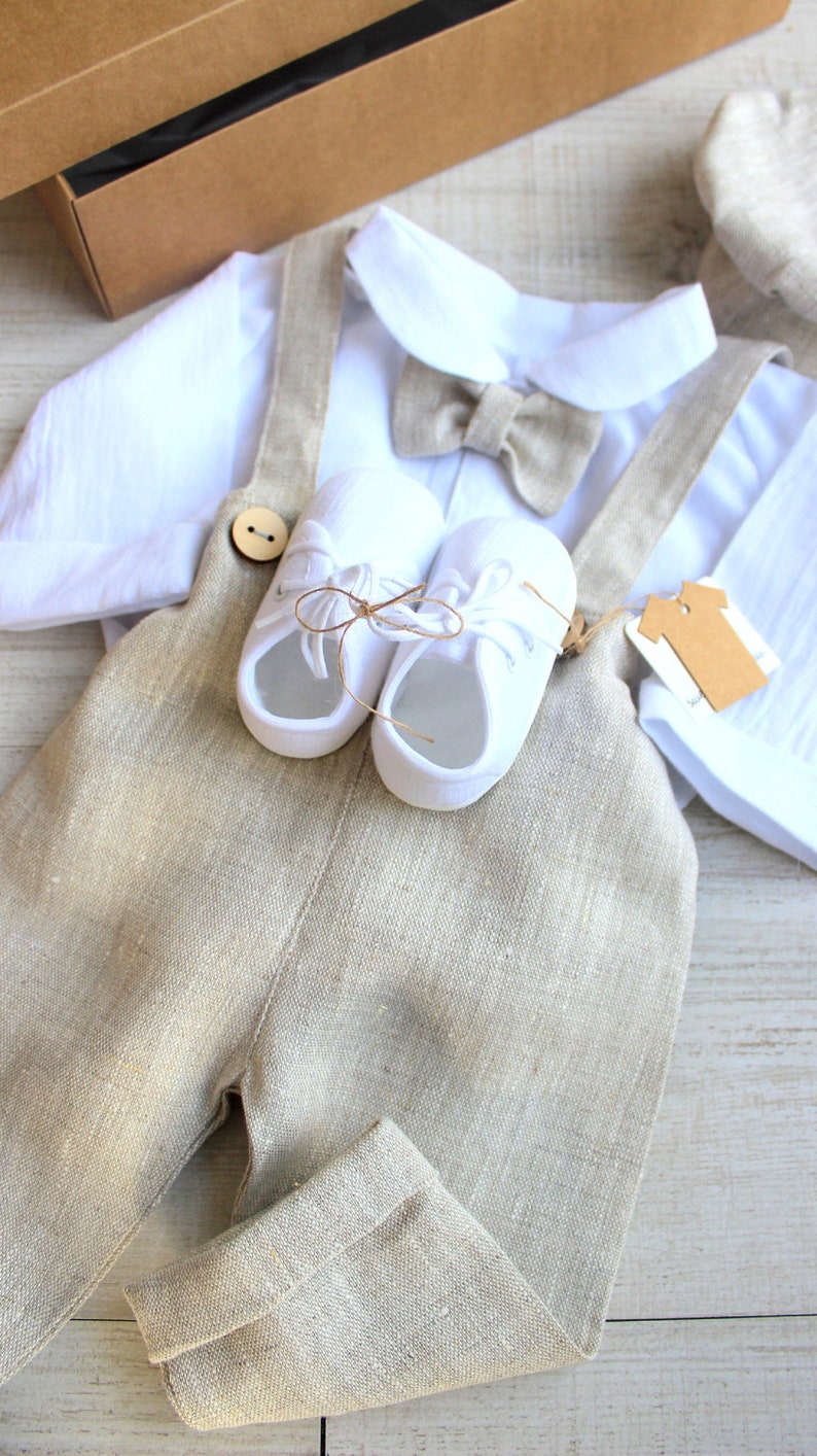 baby boy baptism suit toddler baptism outfit  christening outfit boy linen beige outfit kids linen clothes beige linen pants boho outfit infant linen outfit