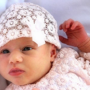 dress, lace dress, pink dress for a girl, christening dress, cap, cotton dress,