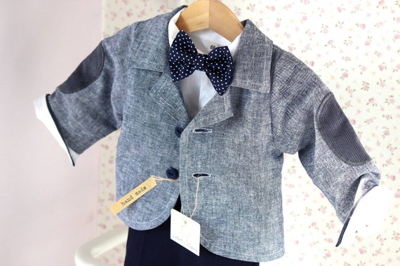 Leinen Anzug Fur Kleinkind Jungen Mit Jacke Cap Hosentrager Etsy