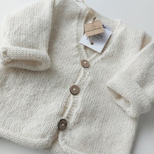 Baby Boy 100 % Alpaca Sweater, Wool Alpaca sweater, Light Beige wool sweater, BOHO sweater, Scandinavian sweater, Infant warm wool sweater, image 2
