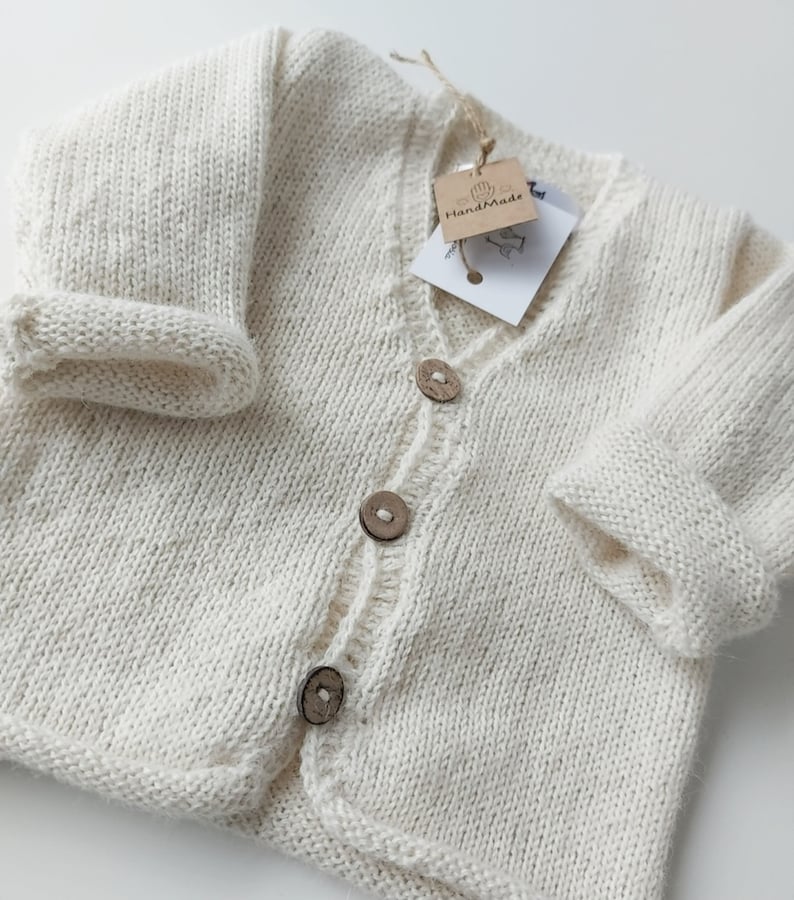 Baby Boy 100 % Alpaca Sweater, Wool Alpaca sweater, Light Beige wool sweater, BOHO sweater, Scandinavian sweater, Infant warm wool sweater, image 2