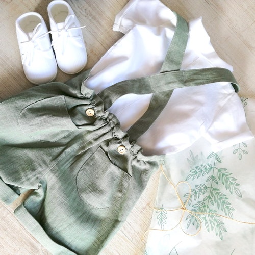 Christening Set for Boy LINEN Baptism BEIGE Linen Outfits Etsy