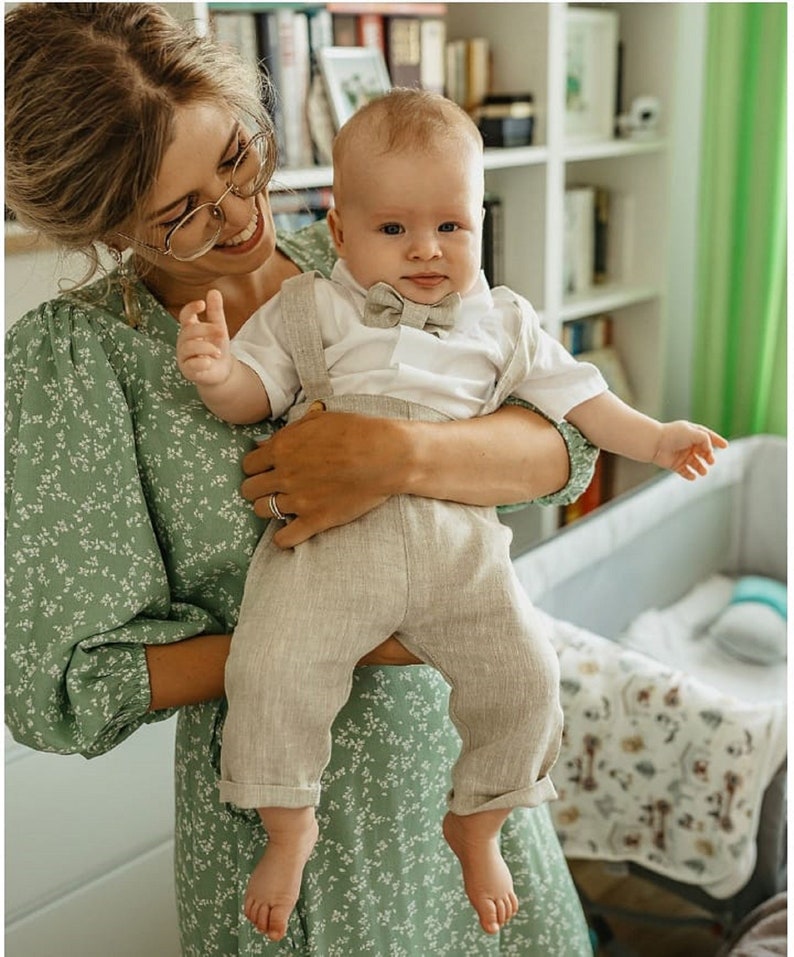 baby boy baptism suit toddler baptism outfit  christening outfit boy linen beige outfit kids linen clothes beige linen pants boho outfit infant linen outfit