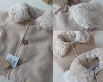 CAMEL Coat for Boy, Christening coat , elegant camel coat, Baptism jacket, christening boy camel coat