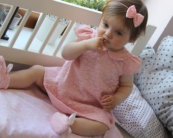 Taufkleid in weiß/pink Gr Haarband Traumhaftes Baby Tüll-Petticoat Kleid inkl 74,80,86