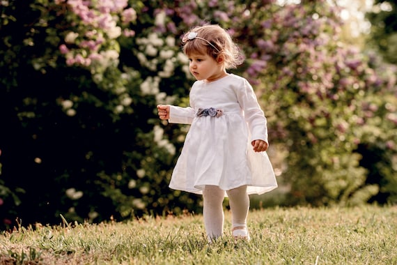 knee length dresses for ladies LONG WHITE LINEN DRESS main image 0