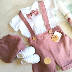 Christening set for boy, LINEN , Baptism, BURGUND linen Outfits, Outfit Baby boy, Summer Baptism Outfit, Clothes for Boy