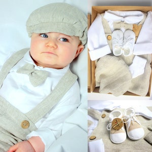 Christening outfit for boy, LINEN Baptism, NATURAL BEIGE, Linen Outfits, Christening suit, Christening Linen Style, Baptism Outfit for boy