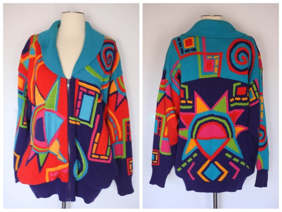 vintage 90s coogi style sweater, 90s chunky oversi