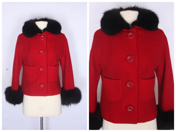1950s coat, 1950s fur collar coat, vintage 50s coa