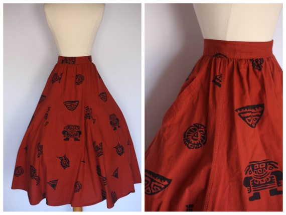 1980s does 1950s skirt, 1980s novelty skirt, 80s