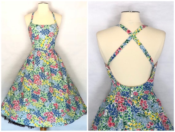 vintage 1970s lanz sundress, vintage floral lanz d