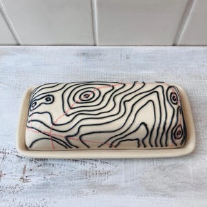 Mt. Marcy Lidded Butter Dish | Handmade Topographic Map Pottery