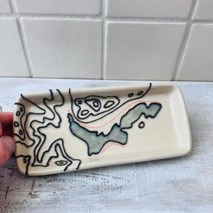 Ashokan Reservoir Butter Dish | Handmade Topographic Map Pottery