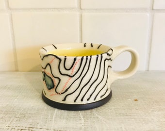 North/South Lake - Double Espresso Mug (Yellow Interior)