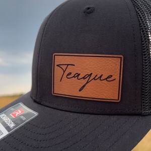 Kids Name Personalized Hat, Kids Hat, leatherette patches, Youth Custom Hat, Leather Patch Hat, Richardson 112,