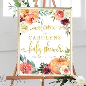 Fall Baby Shower Welcome Sign, Pumpkin Baby Shower Welcome Sign, Little Pumpkin Baby Shower Welcome Sign, Printed or Printable - Fall 7