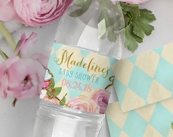 Alice in Wonderland Water Bottle Labels - Printed or Printable - ANY EVENT: Baby Shower, Bridal, Baptism, Birthday