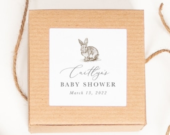 Häschen Party Gastgeschenk Etiketten, Hase Party Gastgeschenk Sticker, Ostern Party Geschenk Tasche Sticker, Hase Geburtstag, Hase Baby Shower - Riley