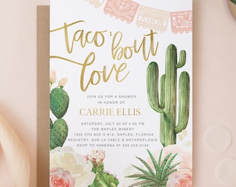 Taco 'Bout Love, Fiesta Bridal Shower Invitation, Cactus Bridal Shower Invitation, Fiesta Shower Invite, Taco Bridal Shower, Carrie