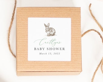Häschen Party Gastgeschenk Etiketten, Hase Party Gastgeschenk Sticker, Ostern Party Geschenk Tasche Sticker, Hase Geburtstag, Hase Baby Shower - Riley Grün