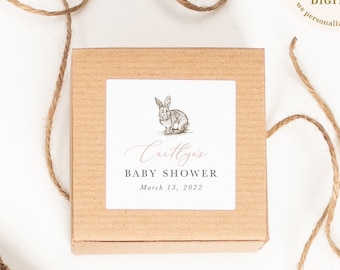 Häschen Party Gastgeschenk Etiketten, Hase Party Gastgeschenk Sticker, Ostern Party Geschenk Tasche Sticker, Hase Geburtstag, Hase Baby Shower - Riley Pink