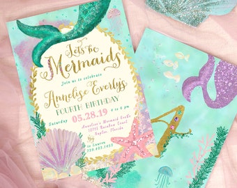 Mermaid Birthday Party Invitation, Mermaid Invitation, Under the Sea Invitation, Mermaid Birthday, Mermaid Invite, Mermaid Party - Annelise