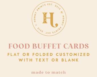 Food Buffet Card - Tent Or Flat - Printed Or Digital (printable) - Match Any Shop Design - Hunny Prints