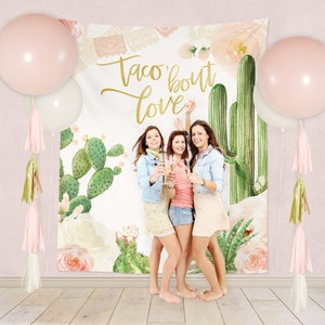 Fiesta Photography Backdrop, Taco 'Bout Love Backdrop, Wedding Photo Backdrop, Bridal Shower Backdrop, Fiesta Party Backdrop Curtain- Carrie