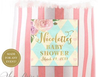 Alice in Wonderland Favor Labels, Alice Wonderland Favor Stickers, Birthday Party Stickers, Baby Shower Stickers, Printed / Printable, Alice