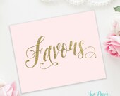 Ava - Favors Sign - Blush Pink Gold Glitter - Birthday, Baptism, Bridal or Baby Shower Sign - Printable Instant Download - 8x10, 5x7