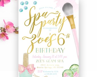 spa party invitation etsy spa party invitation