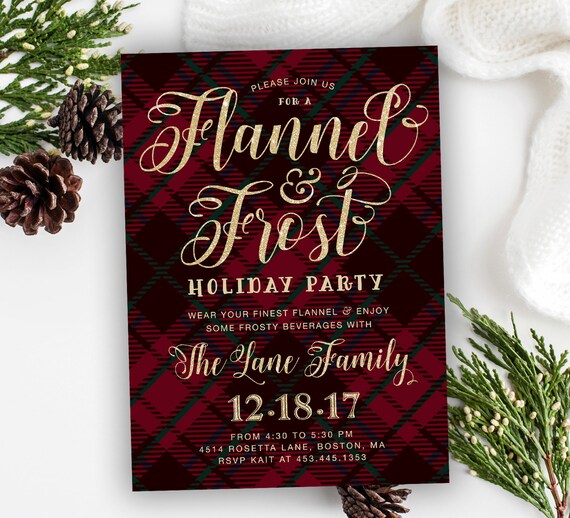 flannel frost holiday party invitation christmas party invite invitations for holiday party