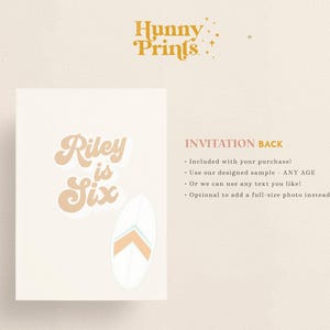 Surf Boy Birthday Invite, Surf's Up Birthday Party Invitations, Boy's Beach Party Made for Any Age | Invitation Printing or Digital image 2