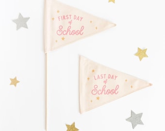 First & Last Day of School Canvas Flag Set for School Photos - Pink