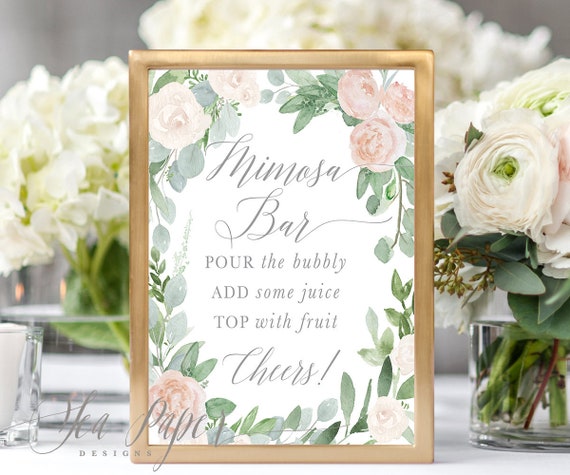 Mimosa Bar Juice Drink Tags Mimosa Bar Labels for Bubbly Champagne Bars at  Bridal Shower, Party, Tropical Pink Flowers & Greenery, Kaitlin (Instant  Download) 
